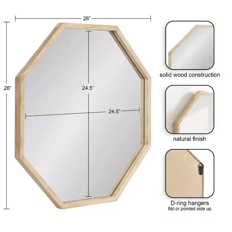 Miroir Mural Bois Naturel : Style Transitionnel Moderne