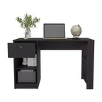 Bureau en bois avec tiroir et quatre étagères, grand espace pour les jambes