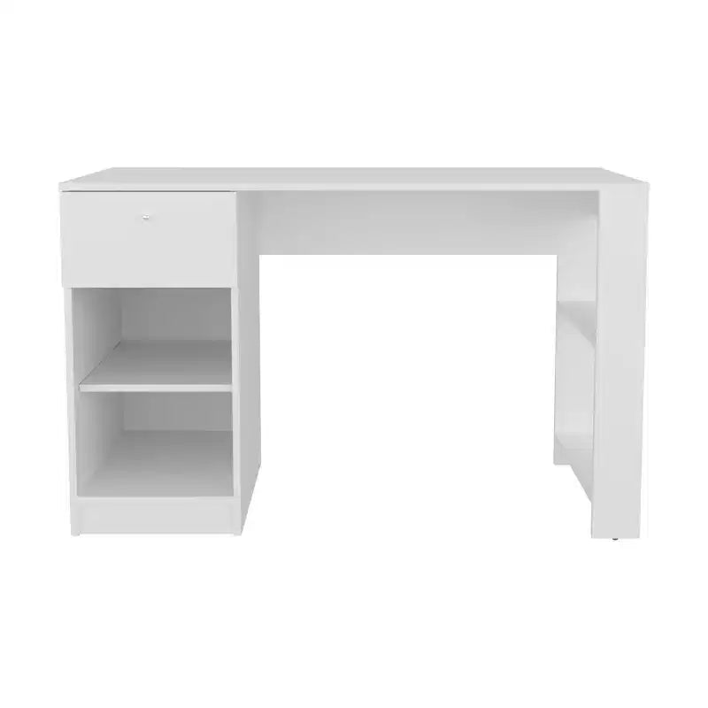 Bureau en bois avec tiroir et quatre étagères, grand espace pour les jambes