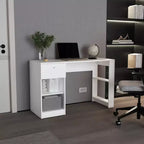 TUYOHW 47 Wooden Writing Desk Home Office Desk with One Drawer Four Shelves Ample Legroom Modern Computer Desk for Study Office Gaming Room