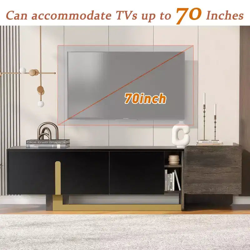 Meuble TV moderne avec 1 tiroir et 2 armoires à étagères réglables
