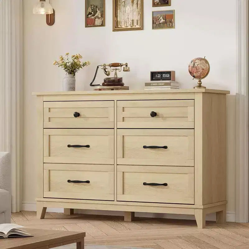 6 Dresser for Bedroom 47 in Wide Drawer Dresser with Storage Freestanding Wooden Closet Storage Chest for Living Room Bedroom Entryway
