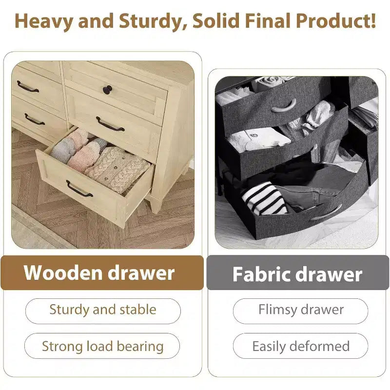 Commode à Tiroirs avec Rangement Armoire Autonome en Bois Meuble de Rangement