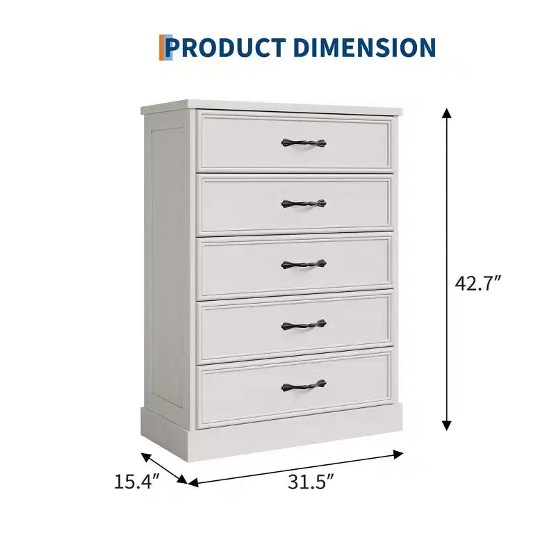 Commode de chambre à 5 tiroirs Meuble de rangement Armoire de rangement Organisateur de rangement