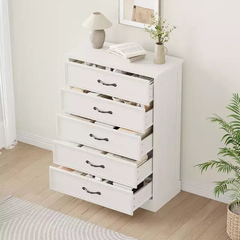 Commode de chambre à 5 tiroirs Meuble de rangement Armoire de rangement Organisateur de rangement