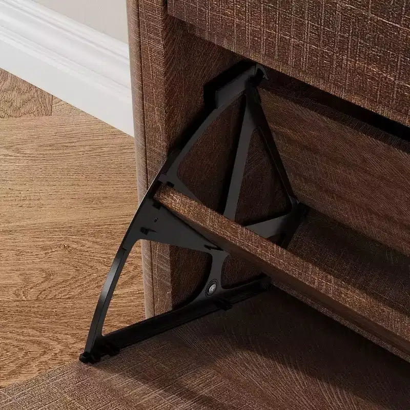 Meuble à Chaussures Étroit sur Pied avec 3 Tiroirs Basculants Meuble à Chaussures en Bois Dissimulé