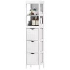 Slim Bathroom Storage Cabinet with 3 Drawers - Narrow Floor Cabinet for Small Spaces White