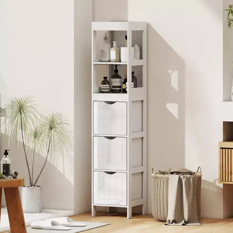 Meuble de salle de bain fin avec 3 tiroirs - Meuble bas étroit