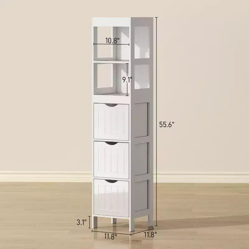 Meuble de salle de bain fin avec 3 tiroirs - Meuble bas étroit