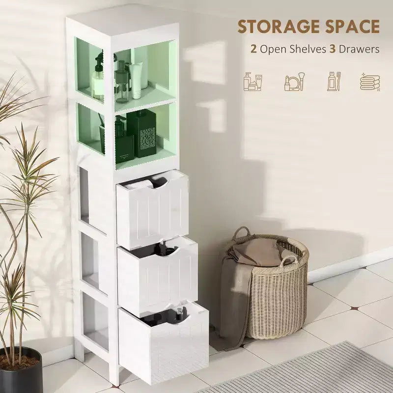 Meuble de salle de bain fin avec 3 tiroirs - Meuble bas étroit