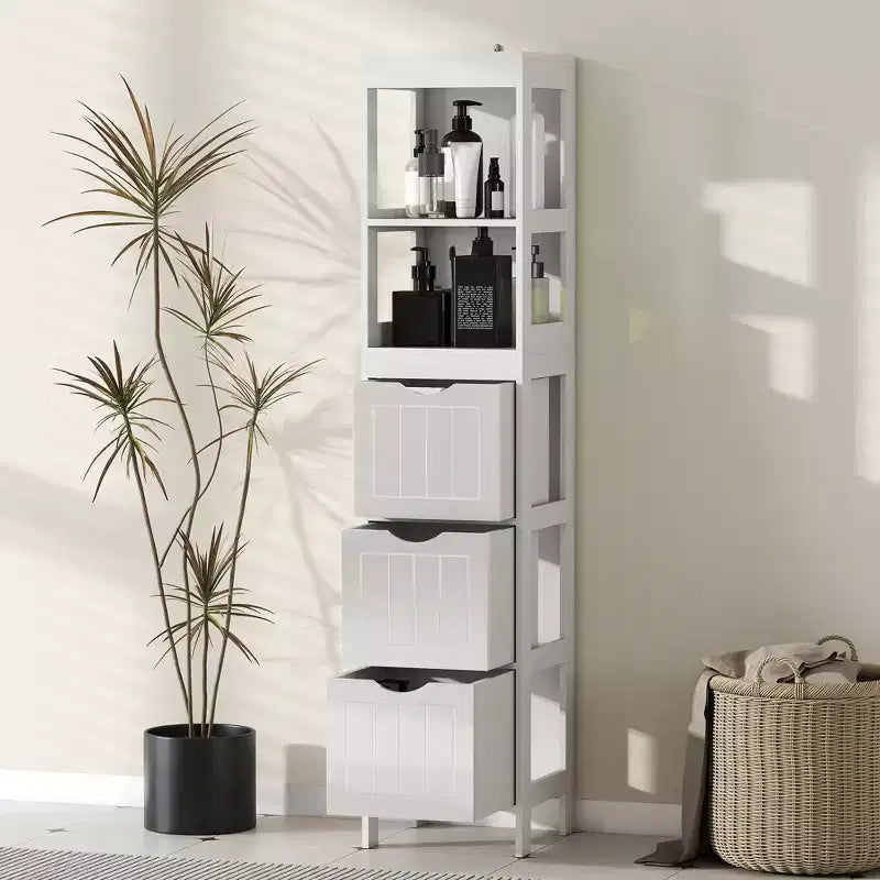 Meuble de salle de bain fin avec 3 tiroirs - Meuble bas étroit