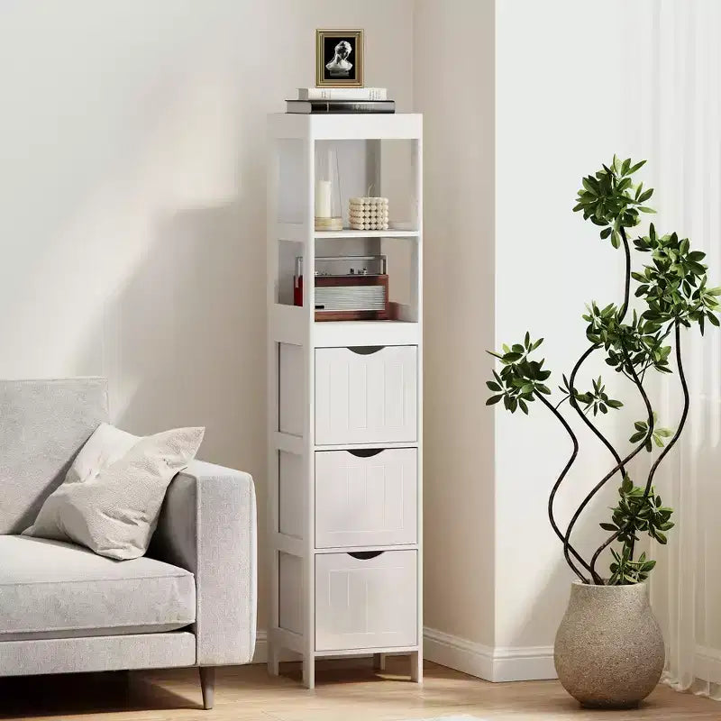 Meuble de salle de bain fin avec 3 tiroirs - Meuble bas étroit