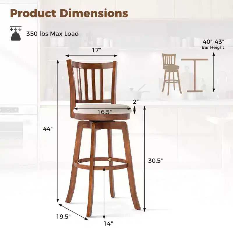 Tabourets de bar pivotants avec dossier et repose-pieds rembourrés pour pub