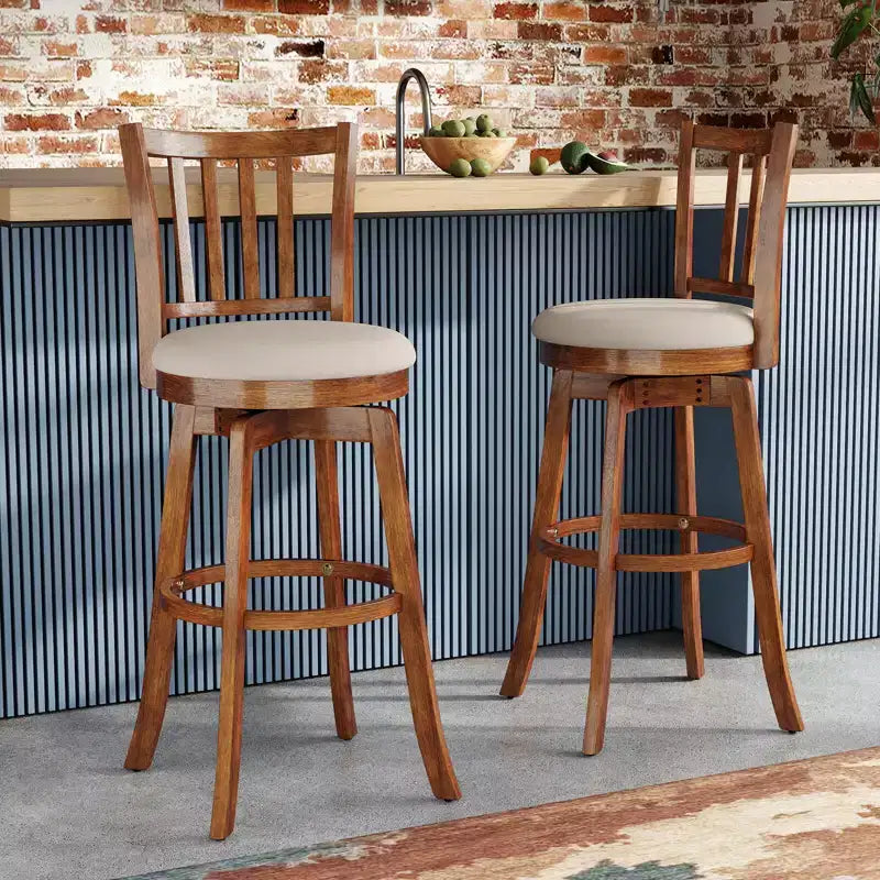 Tabourets de bar pivotants avec dossier et repose-pieds rembourrés pour pub