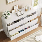 Commode en bois de style moderne du milieu du siècle avec 6 tiroirs et design incurvé