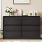Commode en bois de style moderne du milieu du siècle avec 6 tiroirs et design incurvé