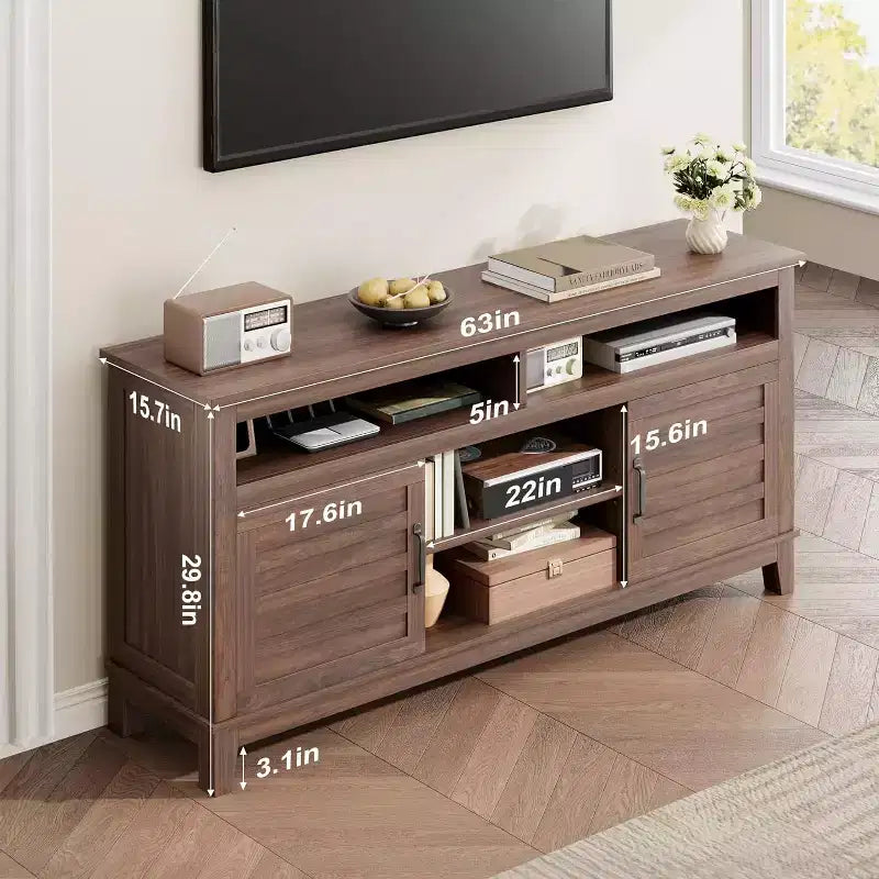 Meuble TV de ferme avec centre de divertissement, meubles de rangement et étagères