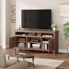 Farmhouse TV Stand for 63 TVs Entertainment Center with Storage Cabinets & Shelves Cabinet Doors for Living Room or Bedroom