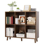 Cube Bookshelf 6 Cube Storage Organizer Shelf Freestanding Open Bookcase Display Cabinet Organizer with Base for Living Room Bedroom Home