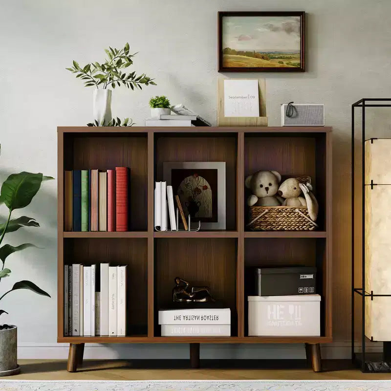 Étagère Cube à 6 Compartiments, Meuble de Rangement Bibliothèque Ouverte Autoportante