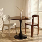 NAYSAYE Round Dining Table End Table Modern Kitchen Table MDF Top Steel Base for Living Room Office Black 31.5*19.7*19.1