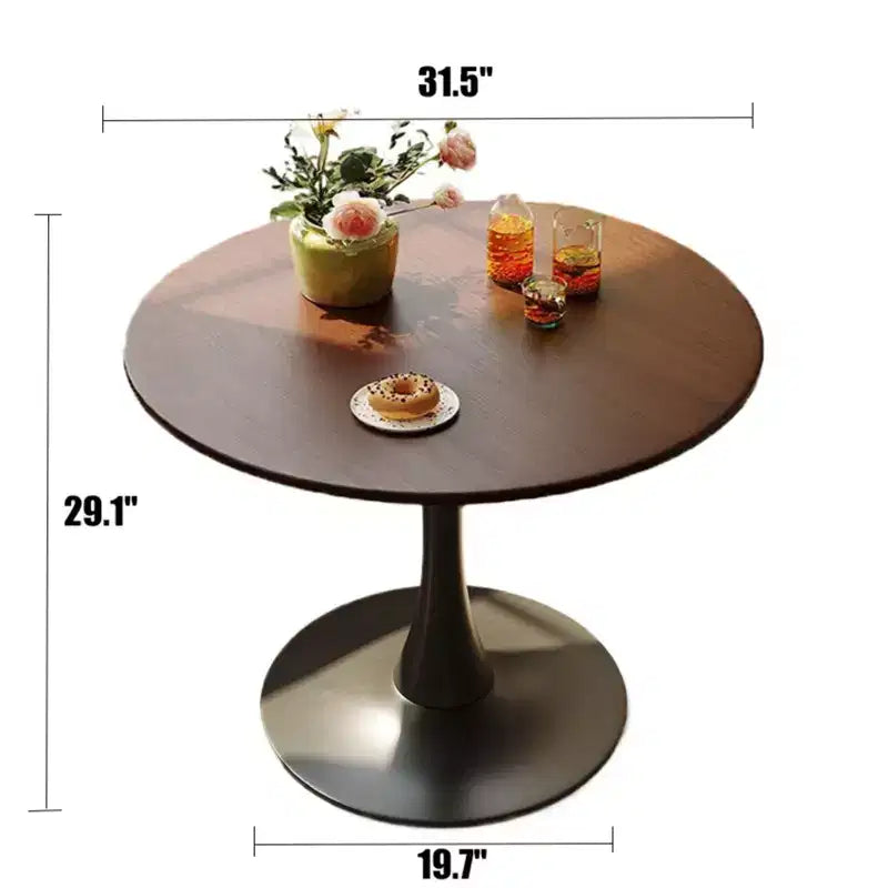 Table à Manger Ronde Table d'Appoint Table de Cuisine Moderne Plateau MDF Base en Acier