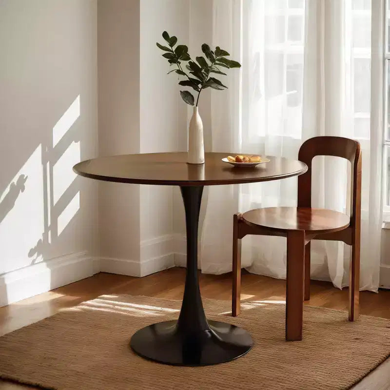 Table à Manger Ronde Table d'Appoint Table de Cuisine Moderne Plateau MDF Base en Acier
