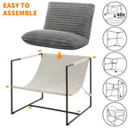 Fauteuil rembourré moderne avec cadre métallique
