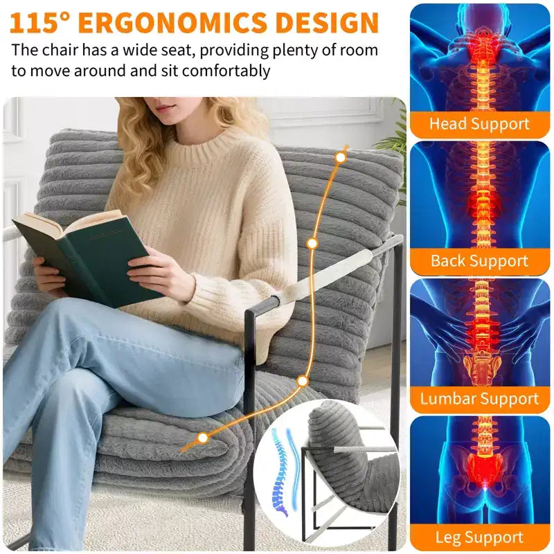 Fauteuil rembourré moderne avec cadre métallique