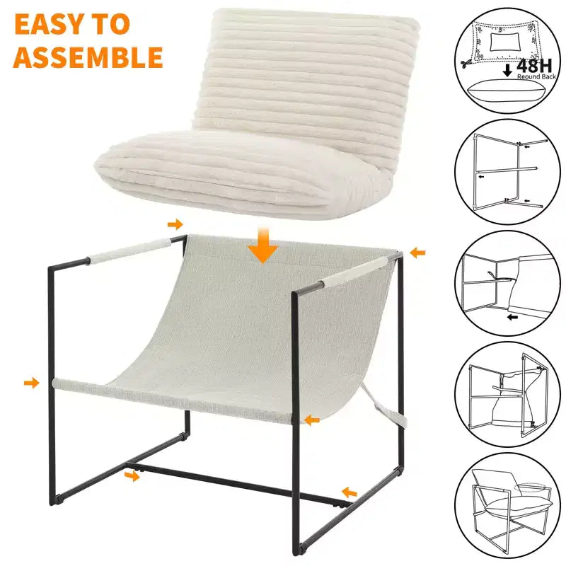 Fauteuil rembourré moderne avec cadre métallique
