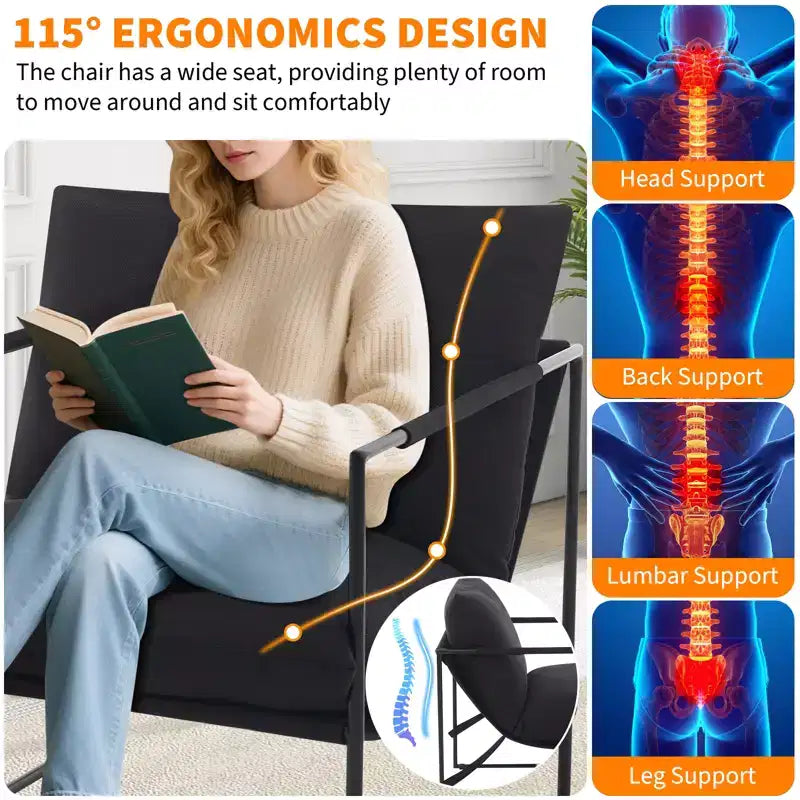 Fauteuil rembourré moderne avec cadre métallique