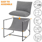 Fauteuil rembourré moderne avec cadre métallique