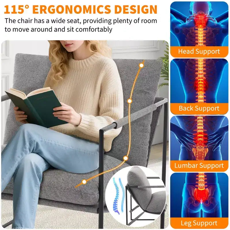 Fauteuil rembourré moderne avec cadre métallique