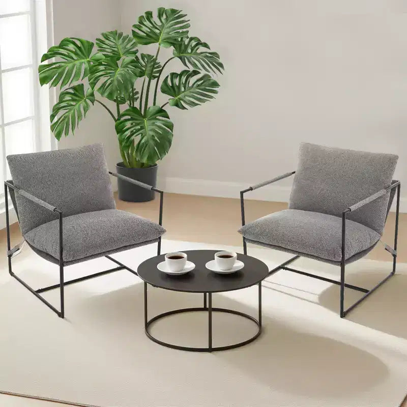 Fauteuil rembourré moderne avec cadre métallique