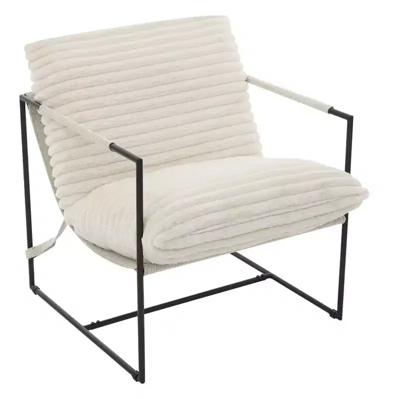 Acekool Modern Upholstered Armchair Metal Frame Lounge Chair with Removable Cushion Linen Light Grey for Living Room