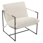 Acekool Modern Upholstered Armchair Metal Frame Lounge Chair with Removable Cushion Linen Light Grey for Living Room