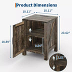 Table de chevet simple en bois avec porte coulissante de style grange