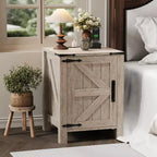 Table de chevet simple en bois avec porte coulissante de style grange