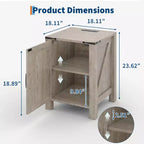 Table de chevet simple en bois avec porte coulissante de style grange