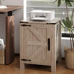 Table de chevet simple en bois avec porte coulissante de style grange