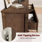 Commode haute 5 tiroirs en noyer – Meuble de rangement moderne en bois avec façades cannelées