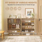 Meuble à chaussures Meuble d'entrée Armoire 4 niveaux avec portes en rotin et étagères réglables