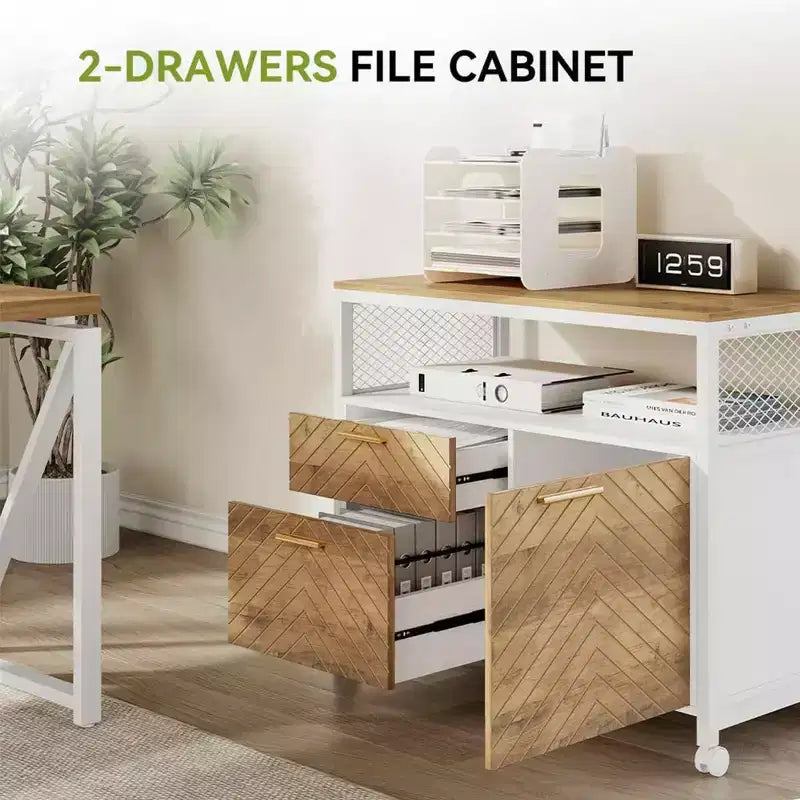 Bureau informatique avec étagère de rangement inférieure