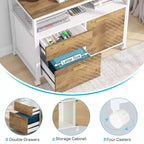 Bureau informatique avec étagère de rangement inférieure