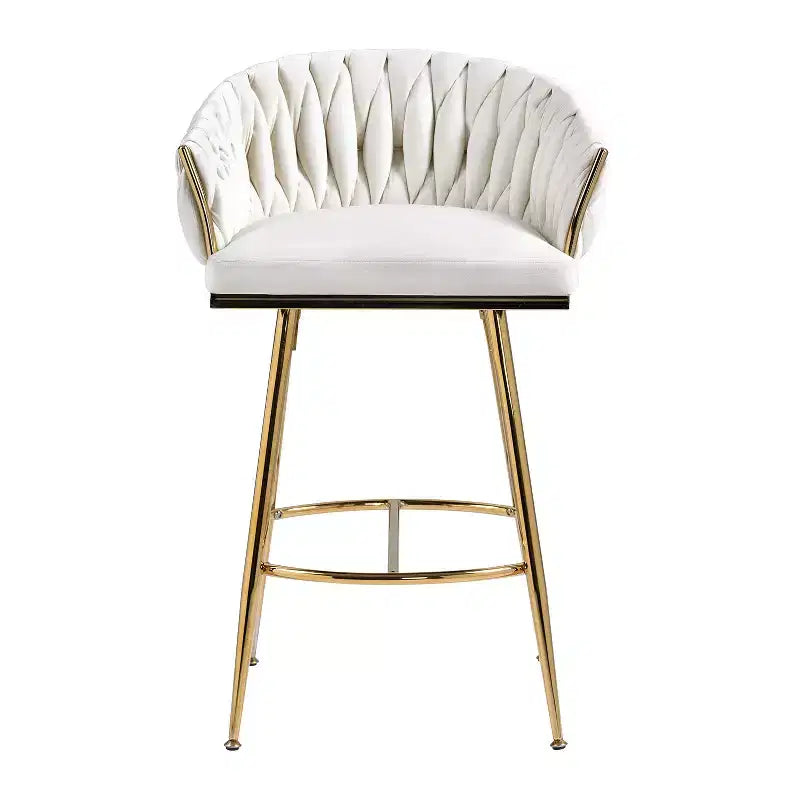 Tabourets de comptoir modernes en métal avec revêtement en velours, repose-pieds et accoudoirs
