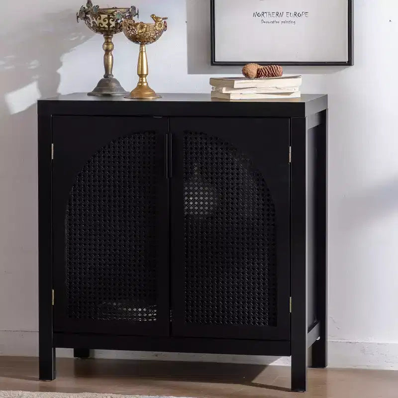 Buffet d'appoint avec portes, buffet en rotin