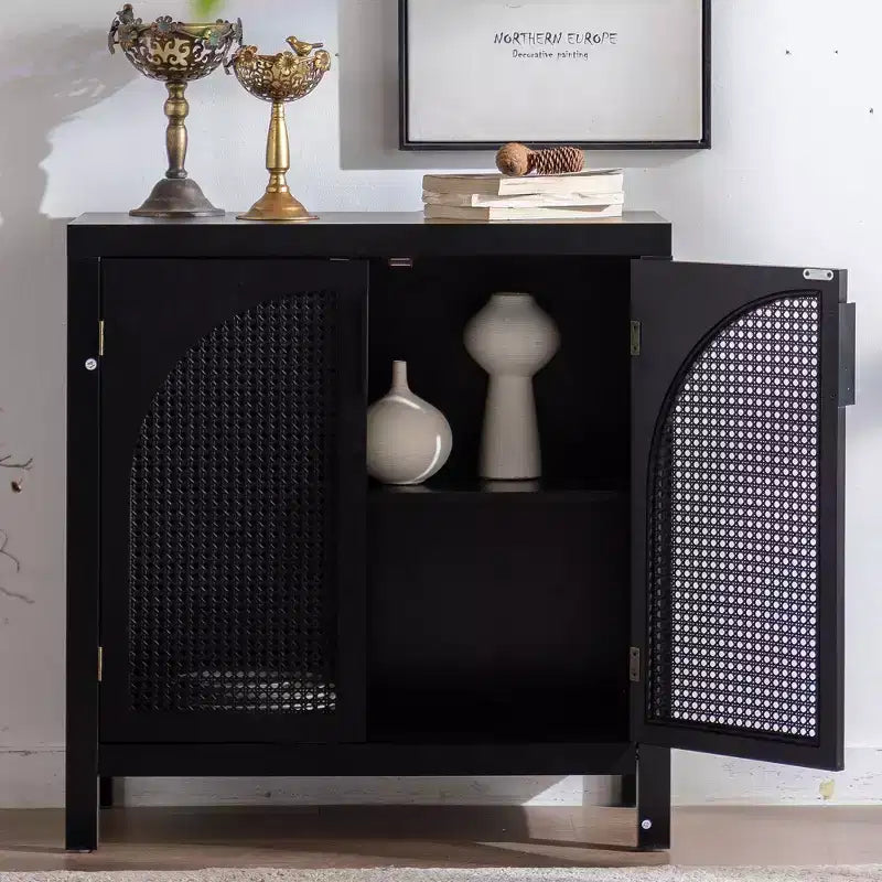 Buffet d'appoint avec portes, buffet en rotin