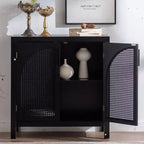 Buffet d'appoint avec portes, buffet en rotin