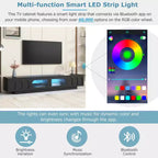 Meuble TV blanc avec portes en verre cannelé Console multimédia à LED