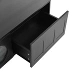 Meuble TV blanc avec portes en verre cannelé Console multimédia à LED